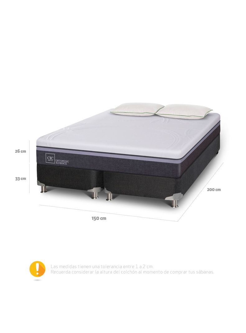 Box Spring Ortopedic Advance B5 Bk 2Base Dividida + 2 Almohadas Da Soft Sleep-1