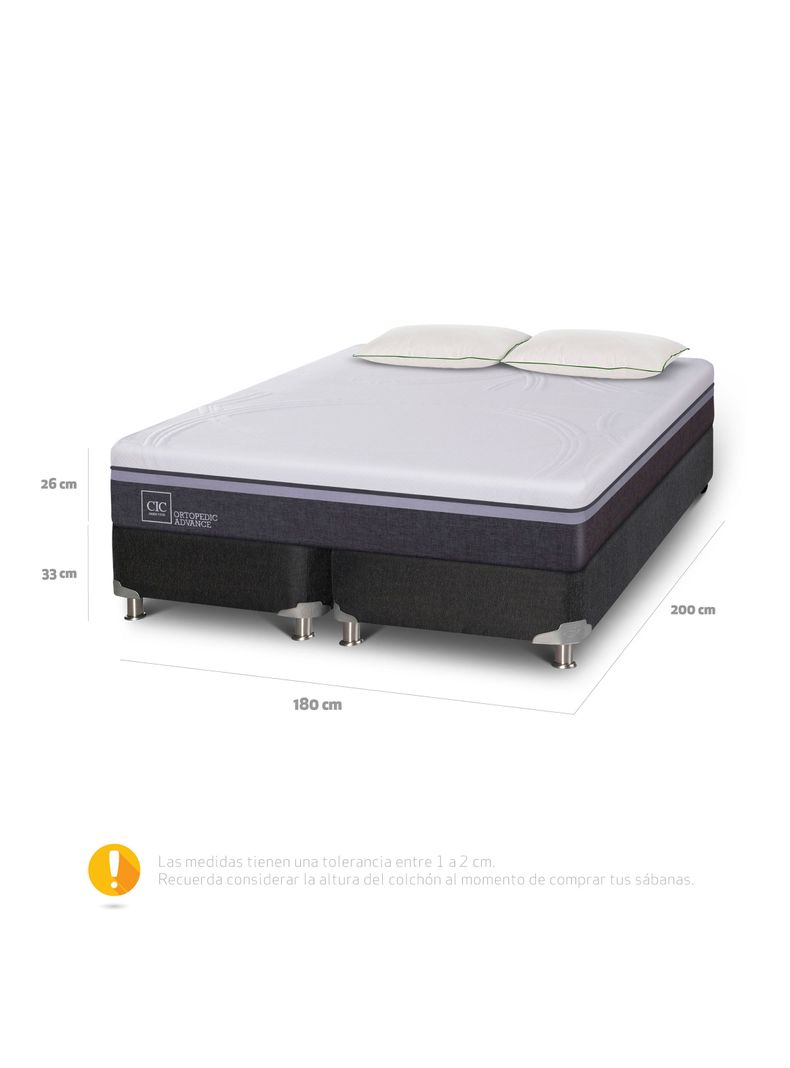 Box Spring Ortopedic Advance B5 Bk King + 2 Almohadas Da Soft Sleep-1