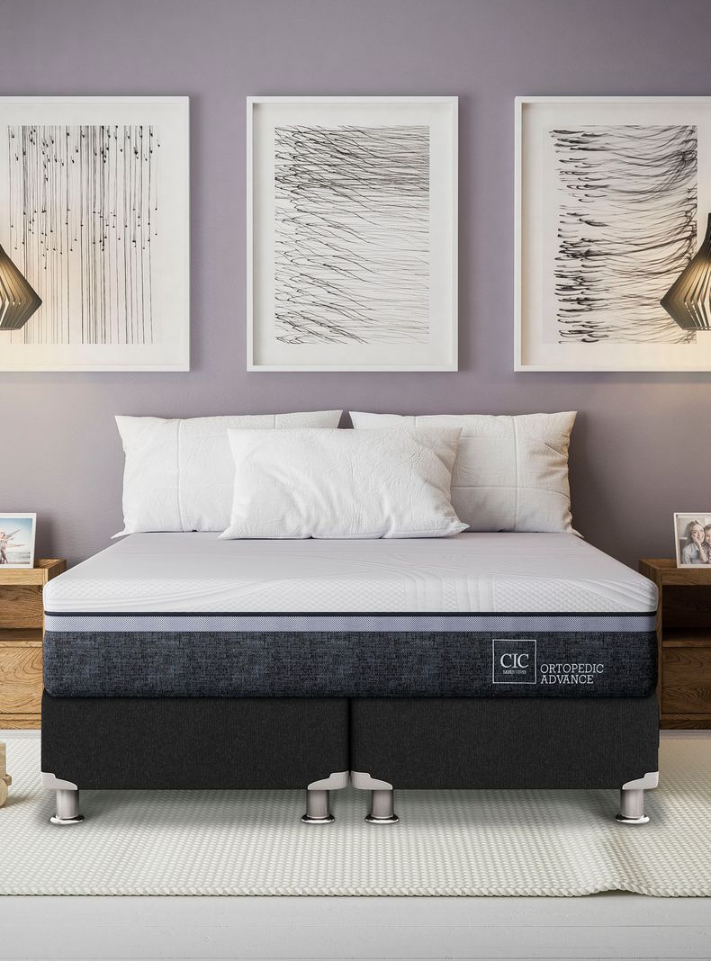 Box Spring Ortopedic Advance B5 Bk King + 2 Almohadas Da Soft Sleep-4