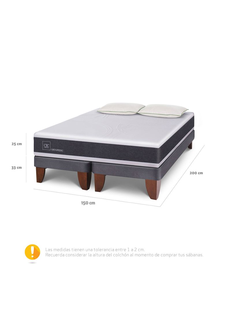 Cama Europea New Ortopedic 2 Plazas Base Dividida + 2 Almohadas Da Soft Sleep-1