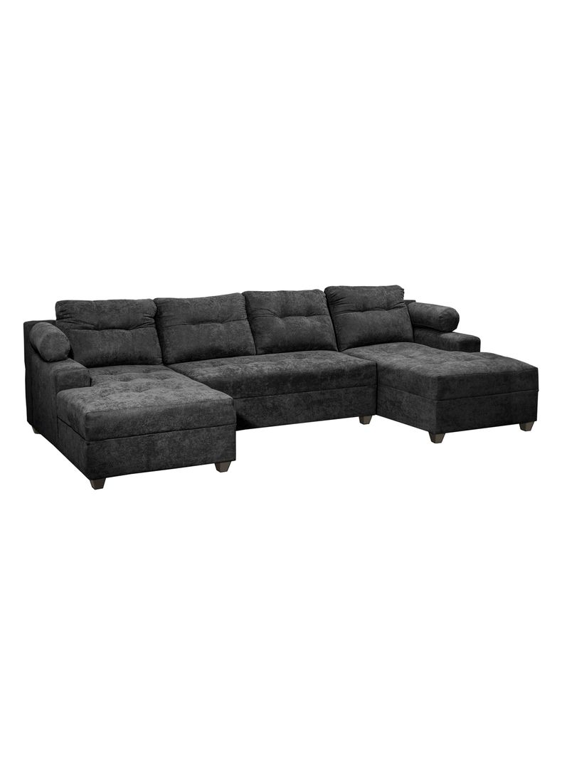 Seccional Le Mans Doble Chaise Tela Negro-2
