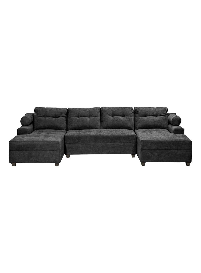 Seccional Le Mans Doble Chaise Tela Negro-0