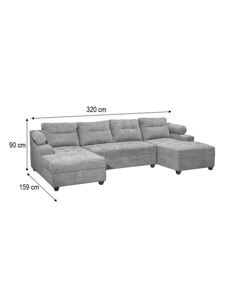 Seccional Le Mans Doble Chaise Tela Negro-1