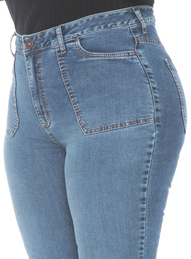 Jeans Flare Cargo Tiro Alto Pretina Básica-2
