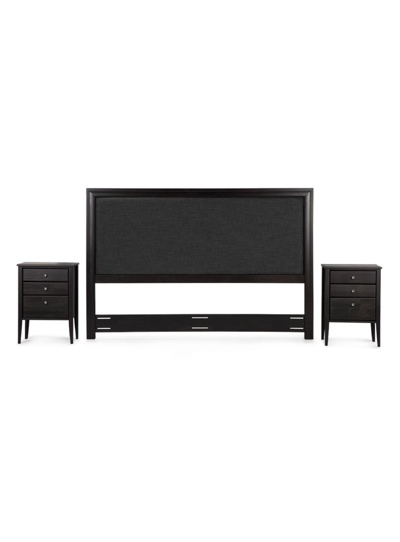 Set Muebles Dormitorio: Respaldo Nolita King + Veladores Issey Grafito-0