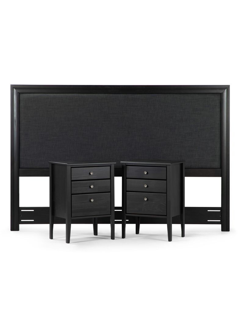 Set Muebles Dormitorio: Respaldo Nolita 2 Plazas + Veladores Issey Grafito-1