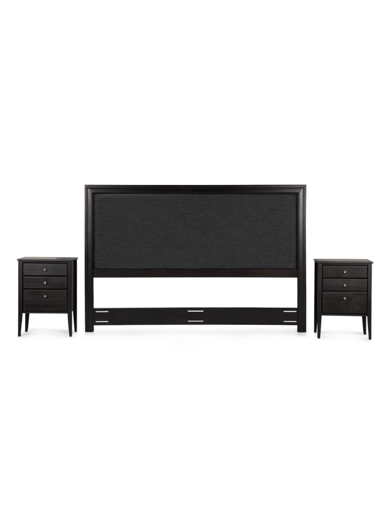 Set Muebles Dormitorio: Respaldo Nolita 2 Plazas + Veladores Issey Grafito-0