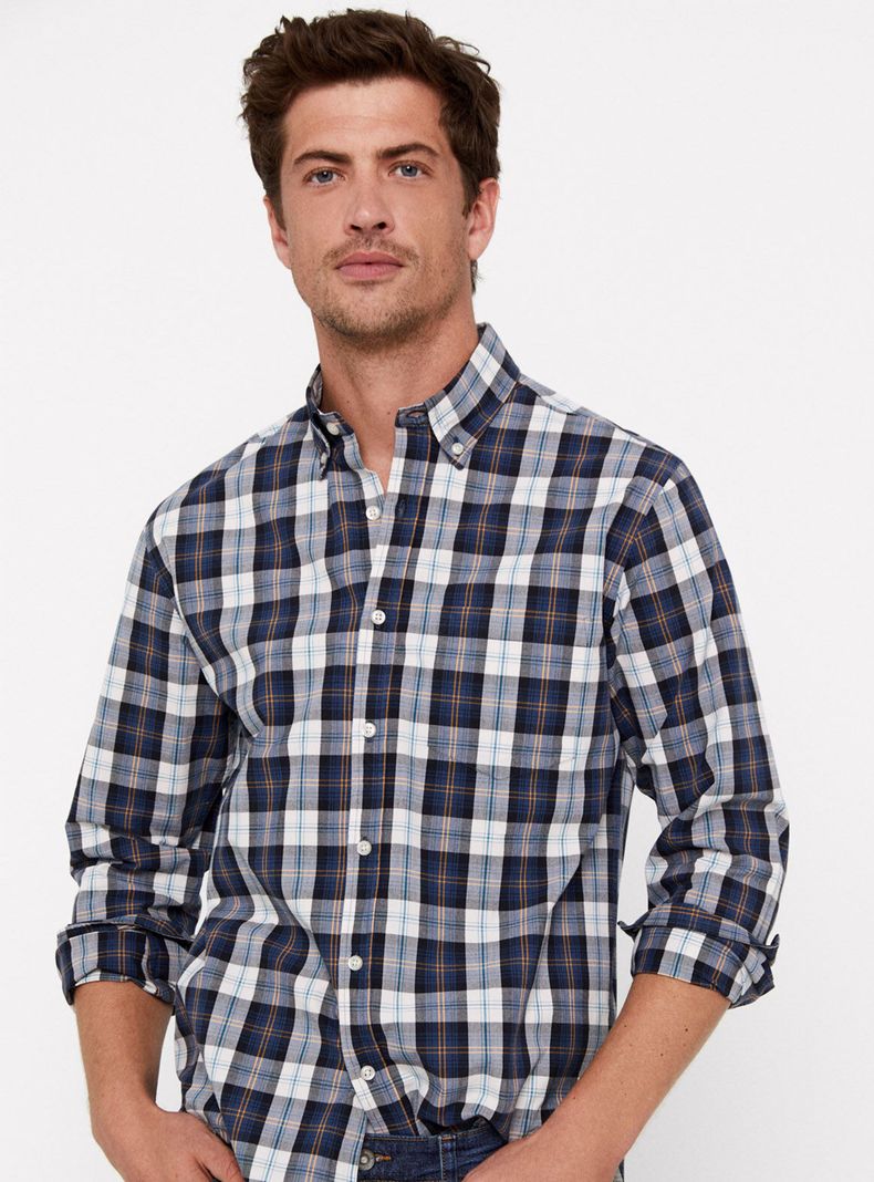 Camisa Manga Larga Cuadros Fácil Plancha-0