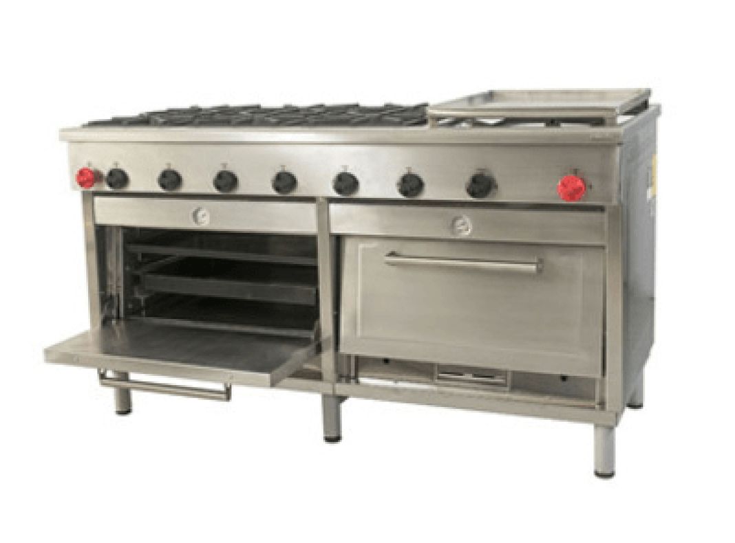Cocina Industrial Gas Maigas 6 Platos 2 Hornos + Plancha-1