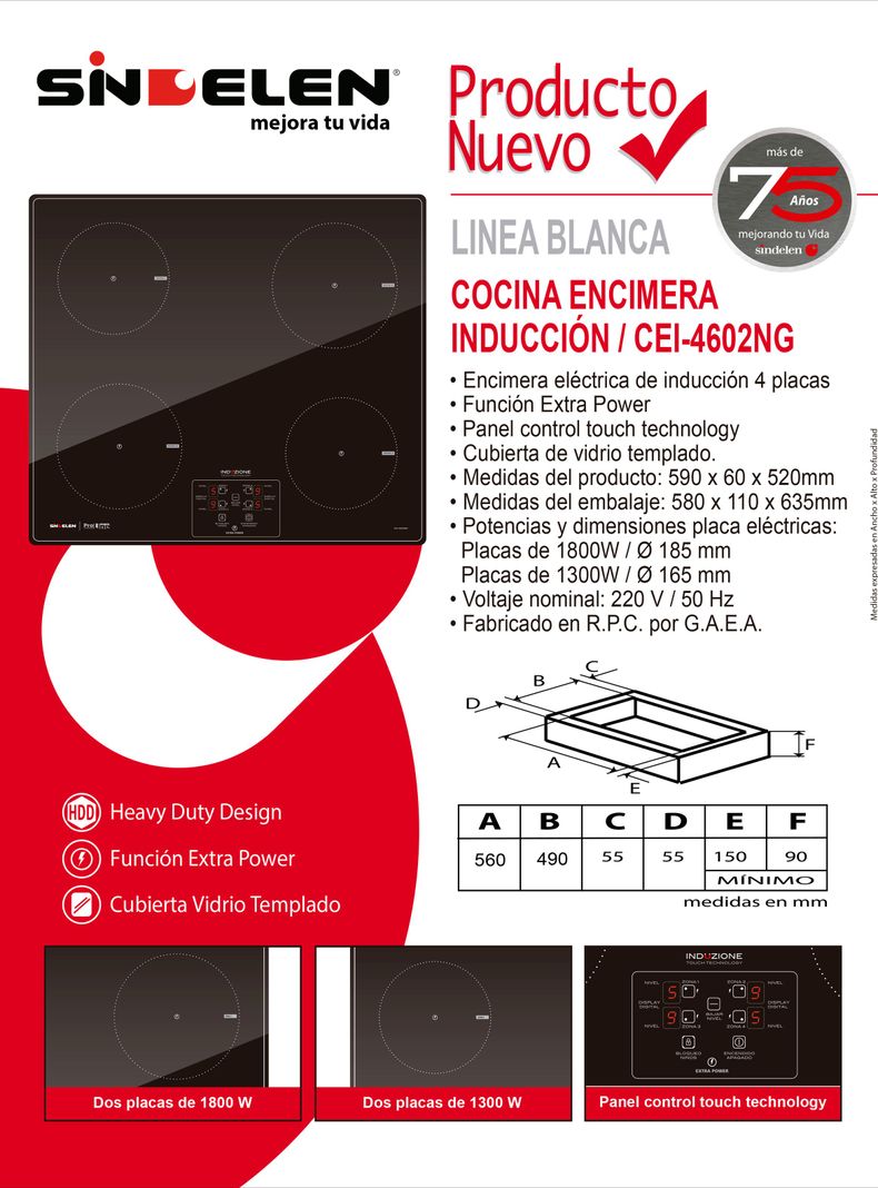 Encimera de Inducción 4 Zonas CEI-4602NG-4