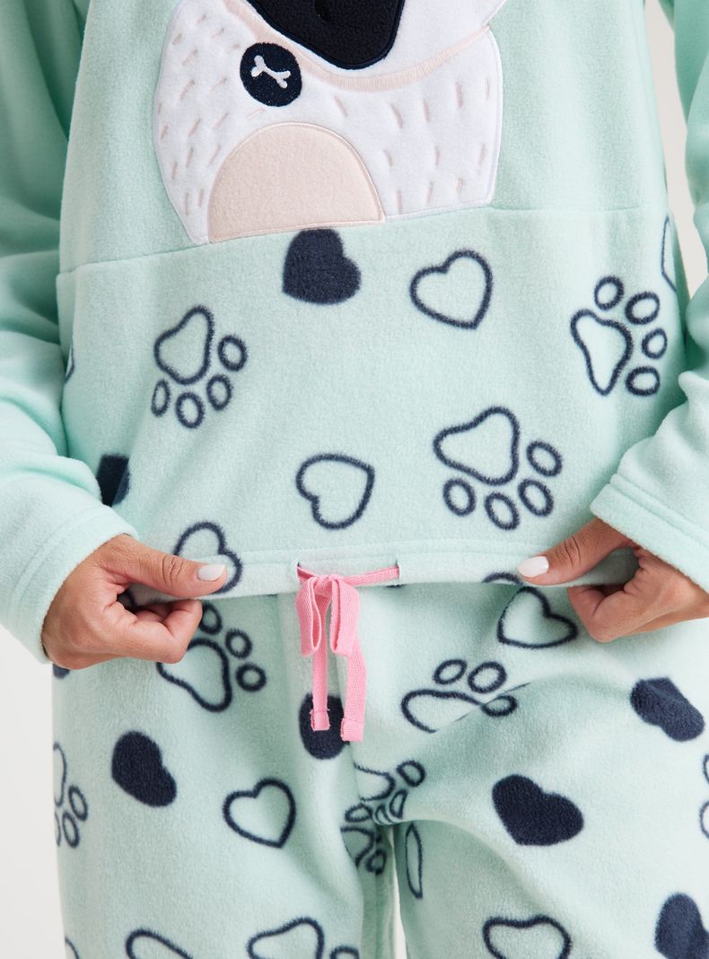 Pijamas Largo Aplicación Bordado Polar Fleece-3