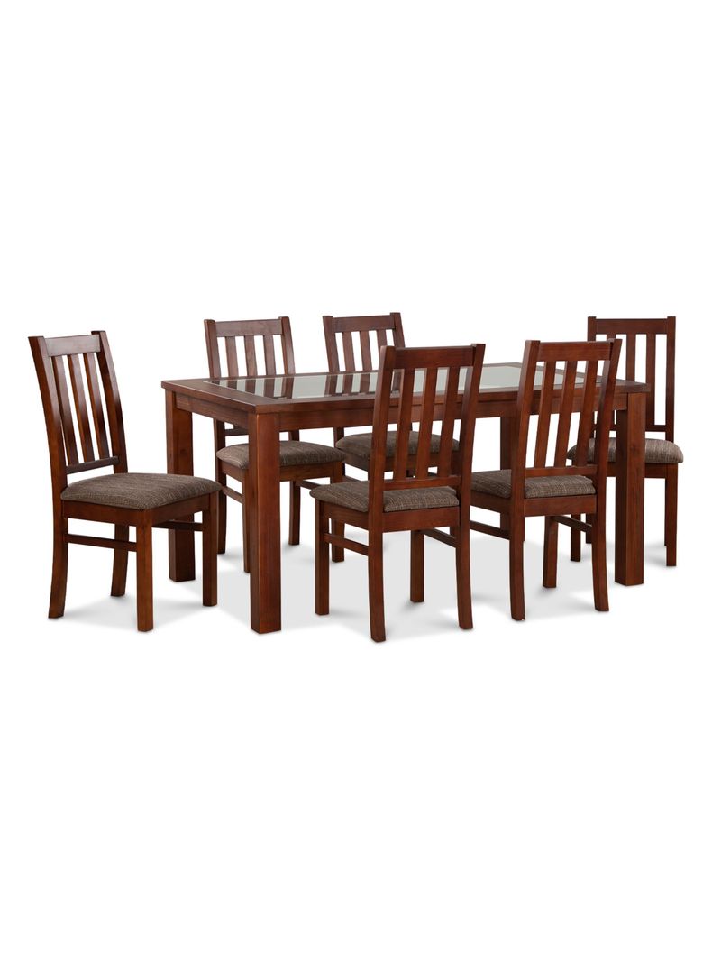 Juego Comedor Ñuble Vidrio Caramelo + 6 Sillas Chocolate-0