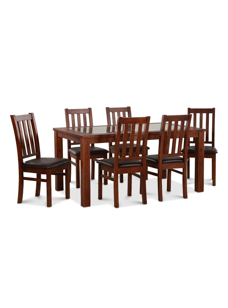 Juego Comedor Ñuble Vidrio Caramelo + 6 Sillas Pu Chocolate-0