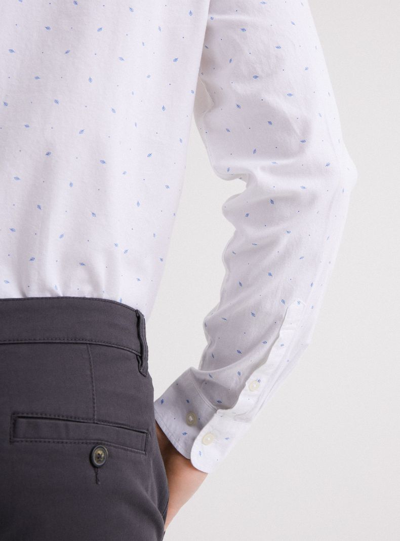 Camisa de Vestir Manga Larga Semi Oxford Mini Print-3