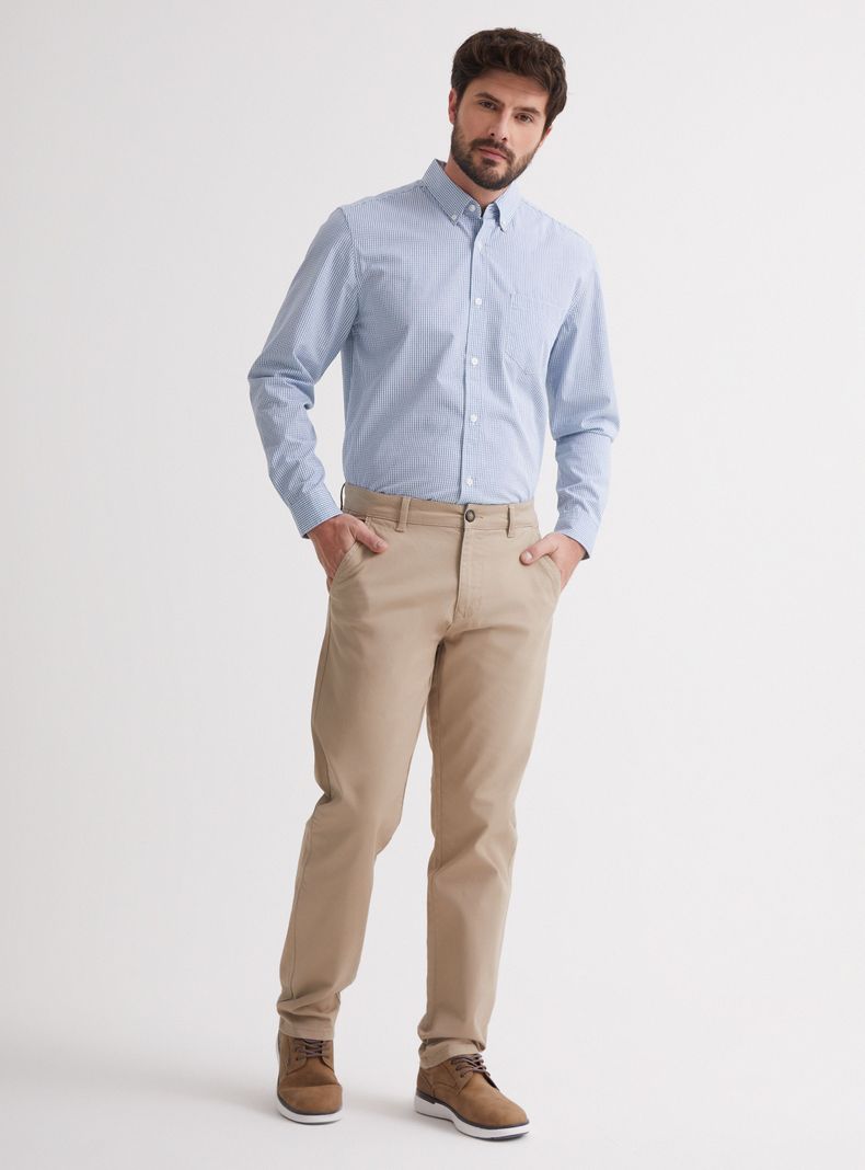 Camisa de Vestir Manga Largo Cuadros Poplin-4