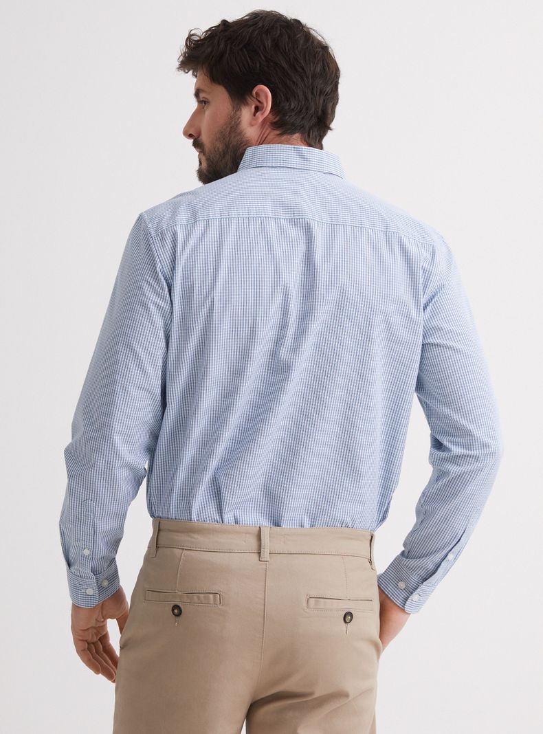 Camisa de Vestir Manga Largo Cuadros Poplin-1