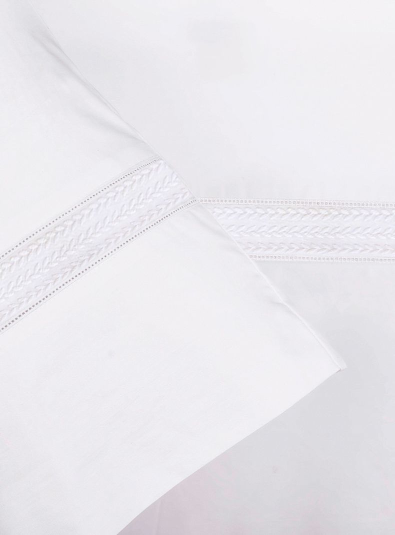 Set Sábanas Básica Súper King Tres Espigas Blanco 220 Hilos-1