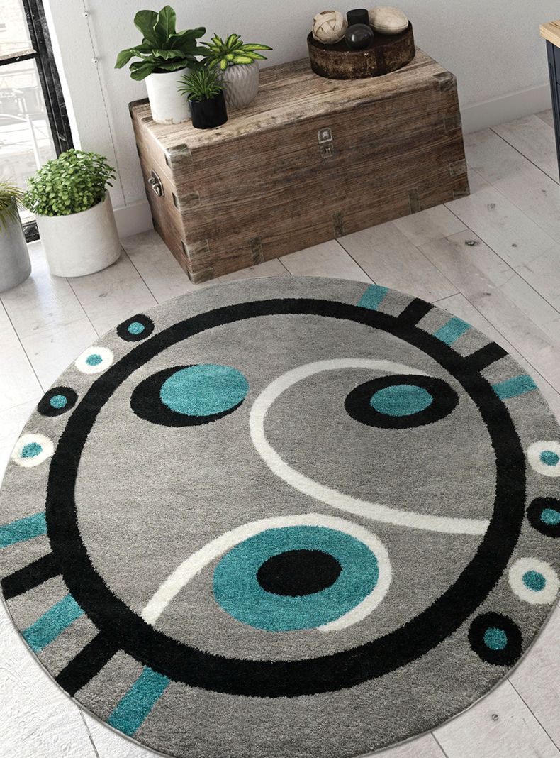 Alfombra Redonda Florida 160 cm x 160 cm Azul-2