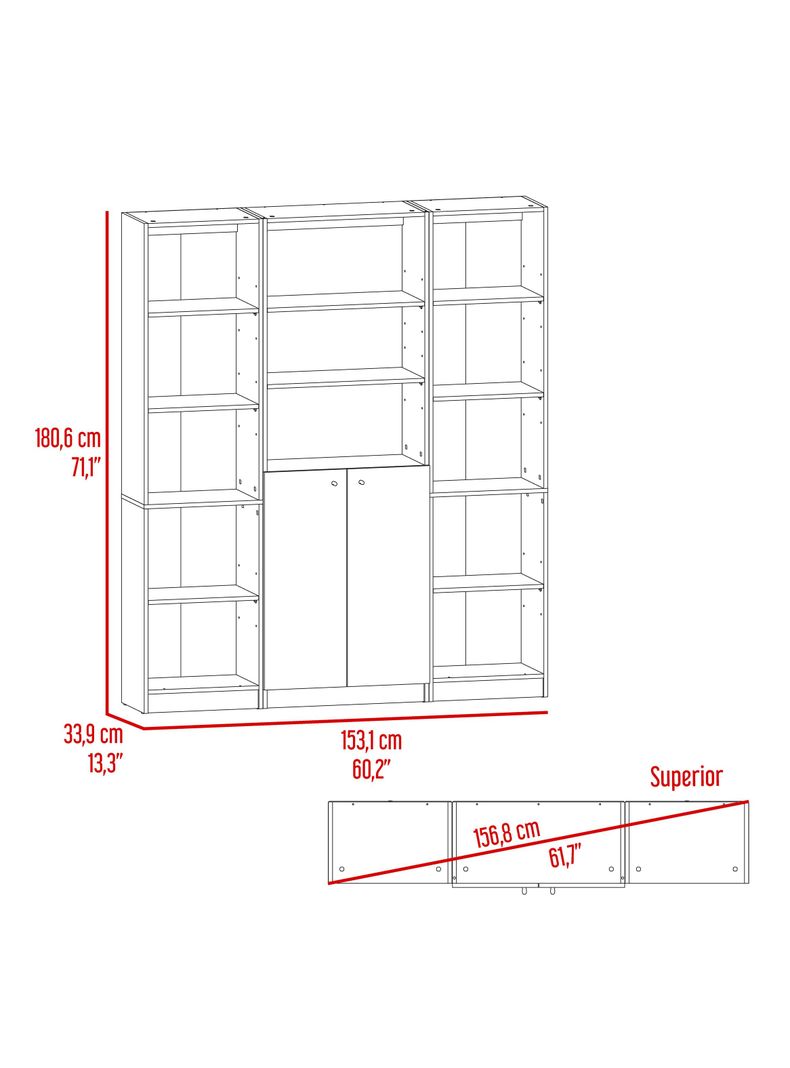 Combo Home 2 Estantes 45 cm + Estante 2P-1