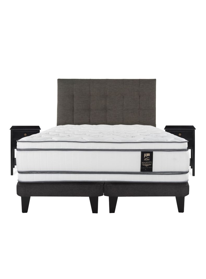 Cama Europea Majesty 2 Plazas + Respaldo Grafito + Velador Rover-2