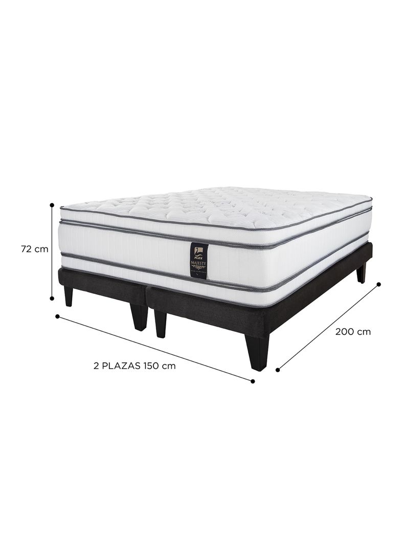 Cama Europea Majesty 2 Plazas + Respaldo Grafito + Velador Rover-1