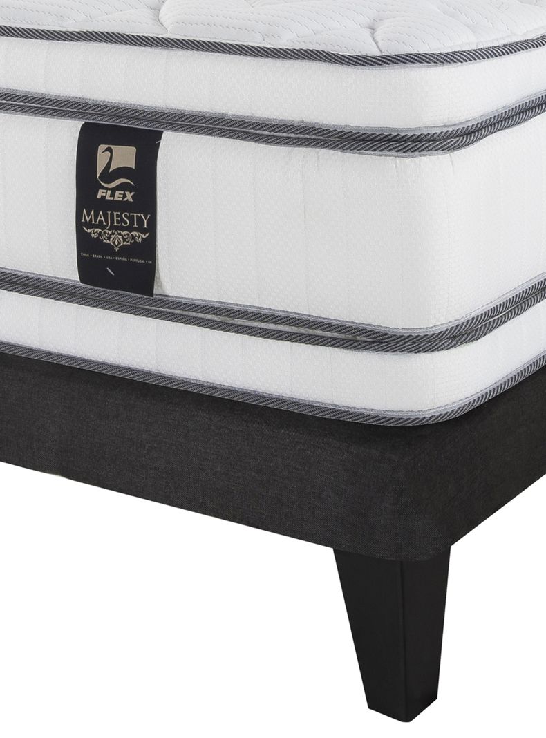 Cama Europea Majesty 2 Plazas + Respaldo Grafito + Velador Rover-3