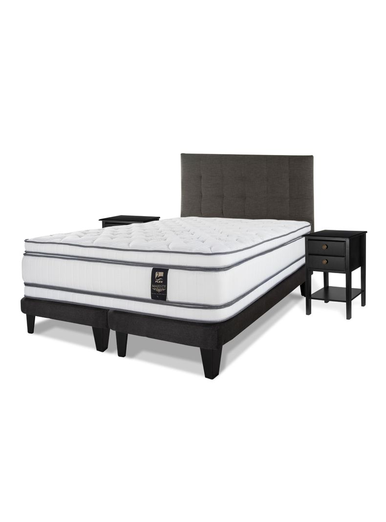 Cama Europea Majesty King + Respaldo Grafito + Velador Rover-0