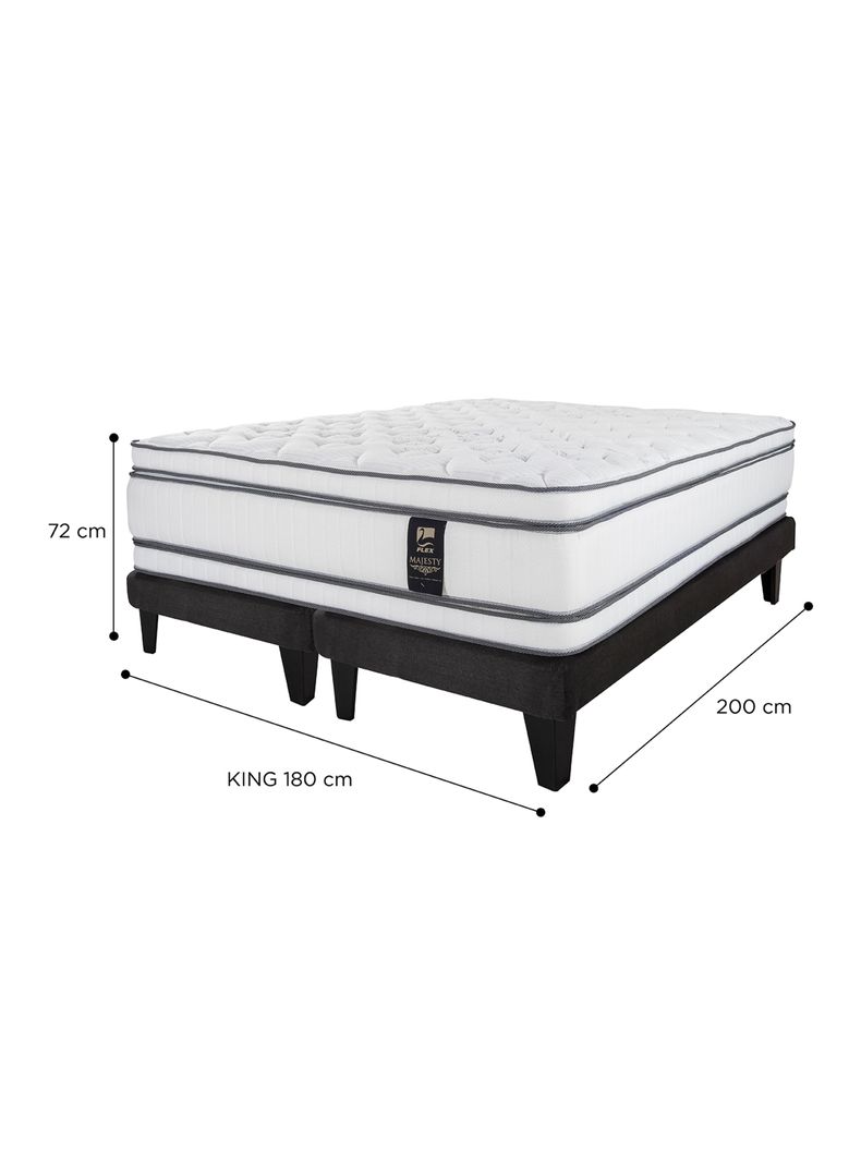 Cama Europea Majesty King + Respaldo Gris + Velador Roma-1