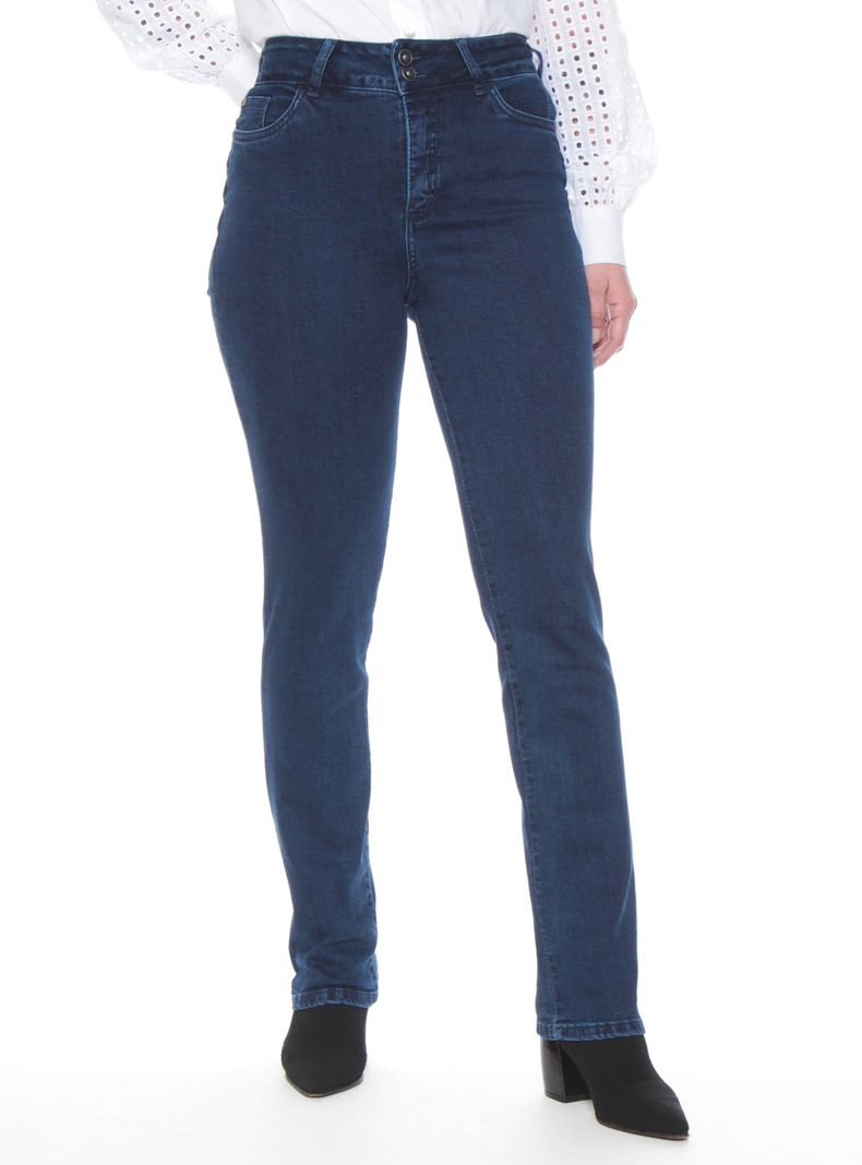 Jeans Slim Tiro Alto Push Up Pretina Media-0