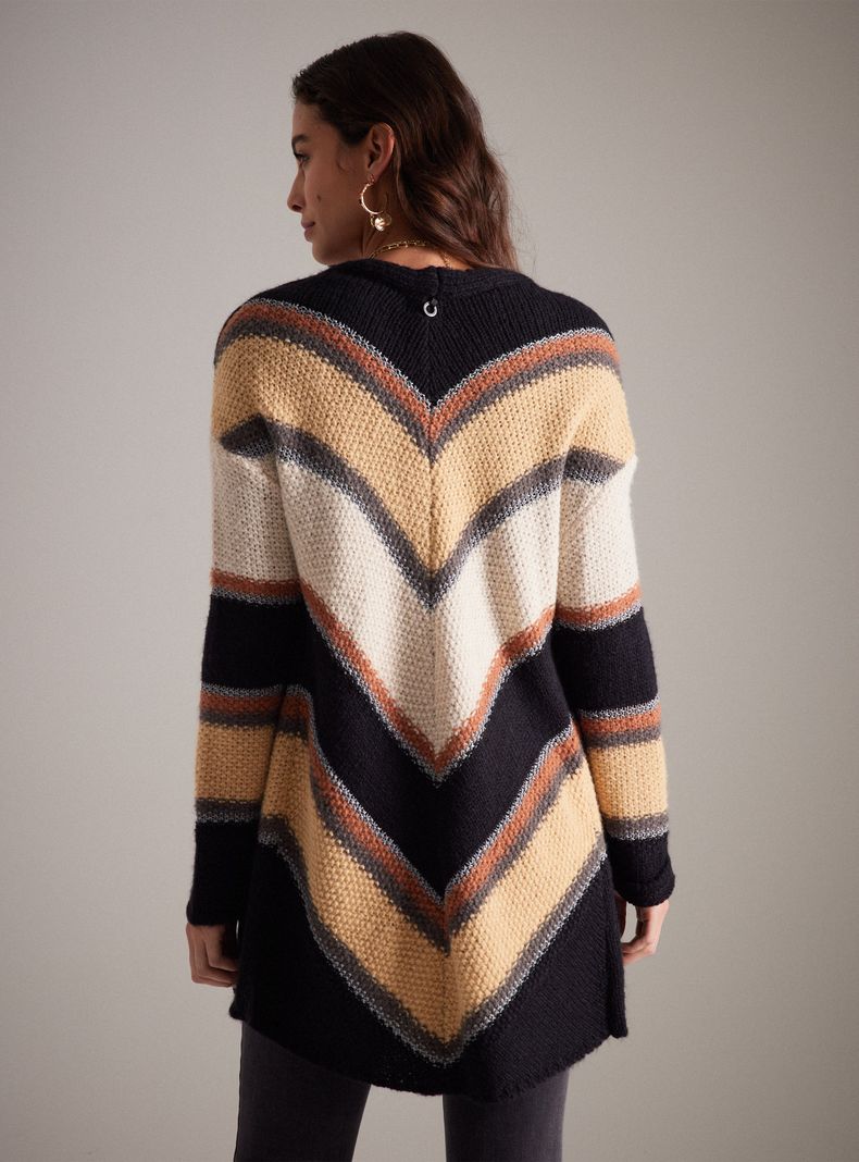 Chaleco Tejido en Franjas con Hilo de Lurex-1