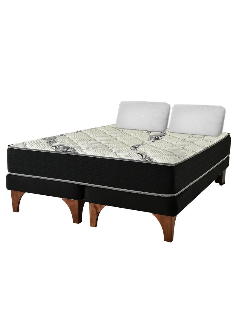 Cama Europea One 2 Plazas Base Dividida + Almohadas Viscoelásticas-1