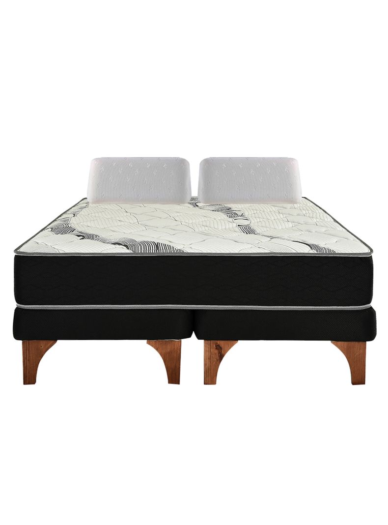 Cama Europea One 2 Plazas Base Dividida + Almohadas Viscoelásticas-0