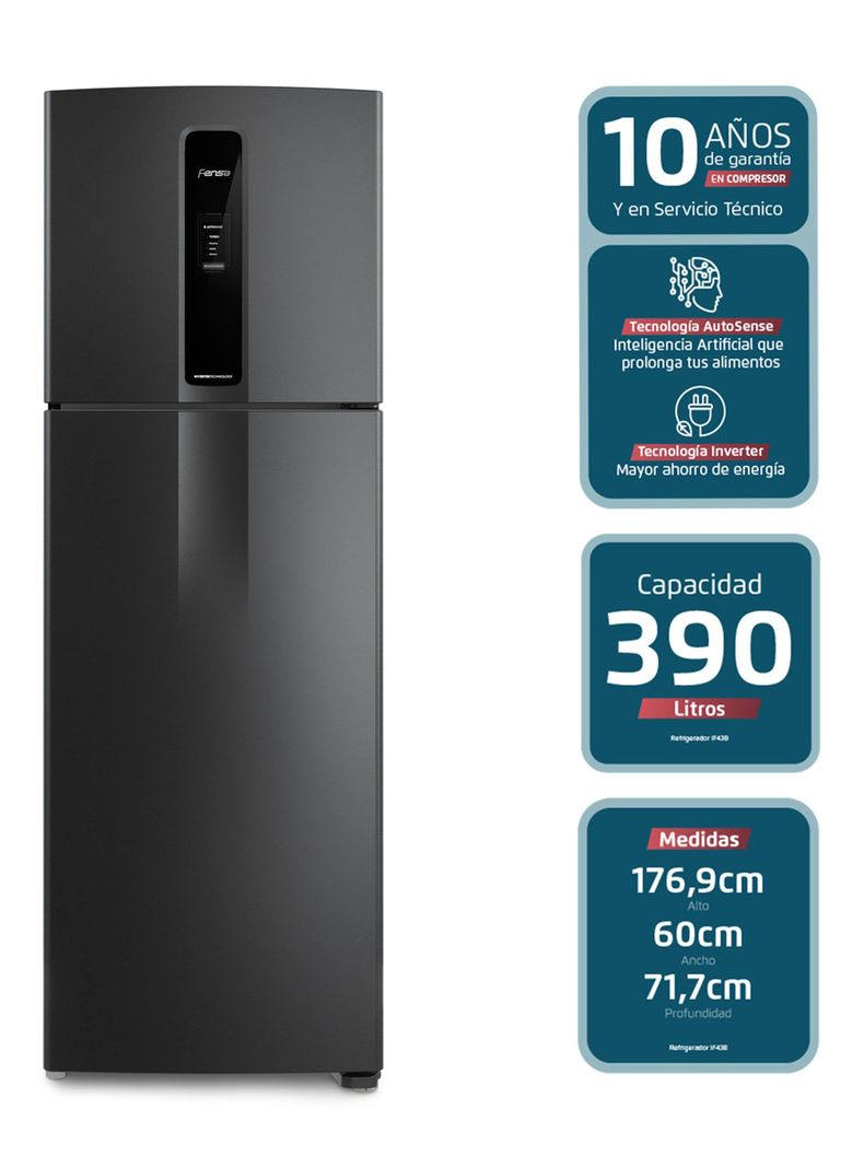 Refrigerador Top Freezer No Frost 390 Litros IF43B Negro-2