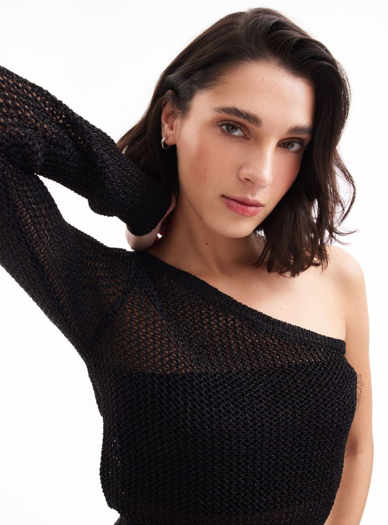 Polera Una Manga Tejido con Lurex-2