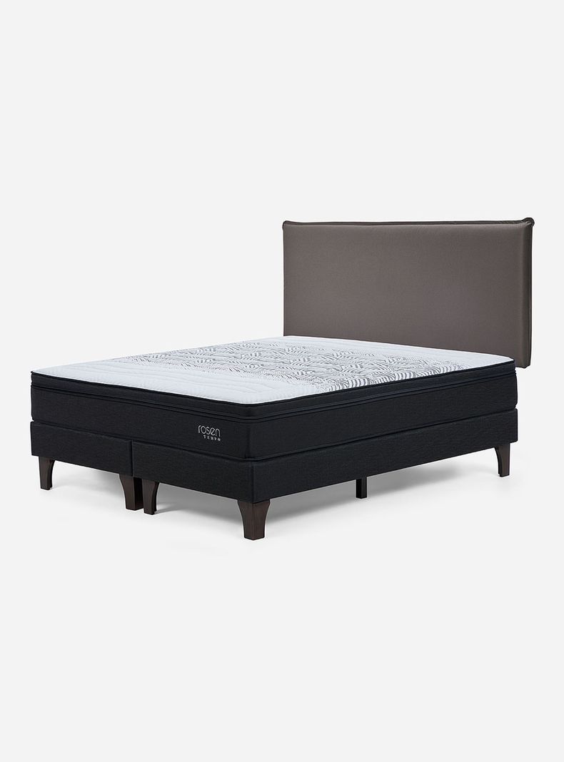 Cama Europea Tempo King + Respaldo Maurice Chocolate
