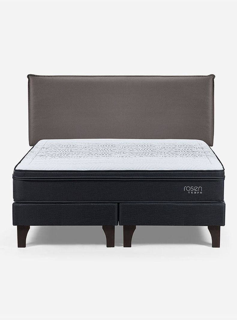 Cama Europea Tempo 2 Plazas Base Dividida + Respaldo Maurice Chocolate-1