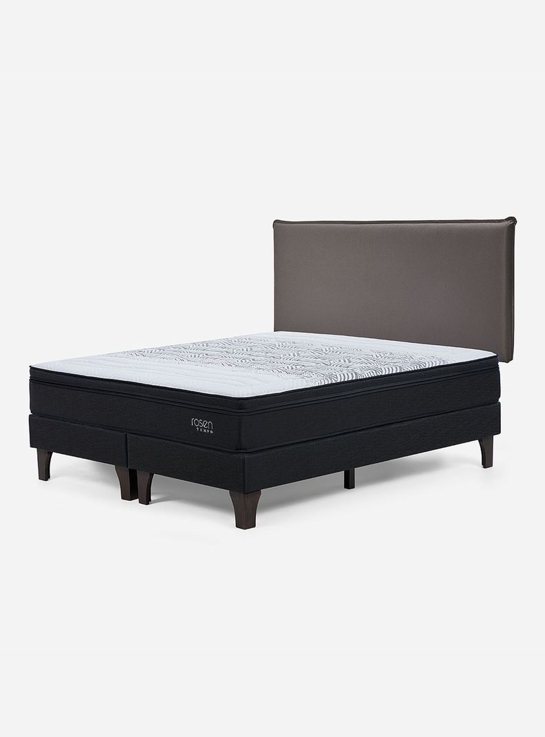 Cama Europea Tempo 2 Plazas Base Dividida + Respaldo Maurice Chocolate-0