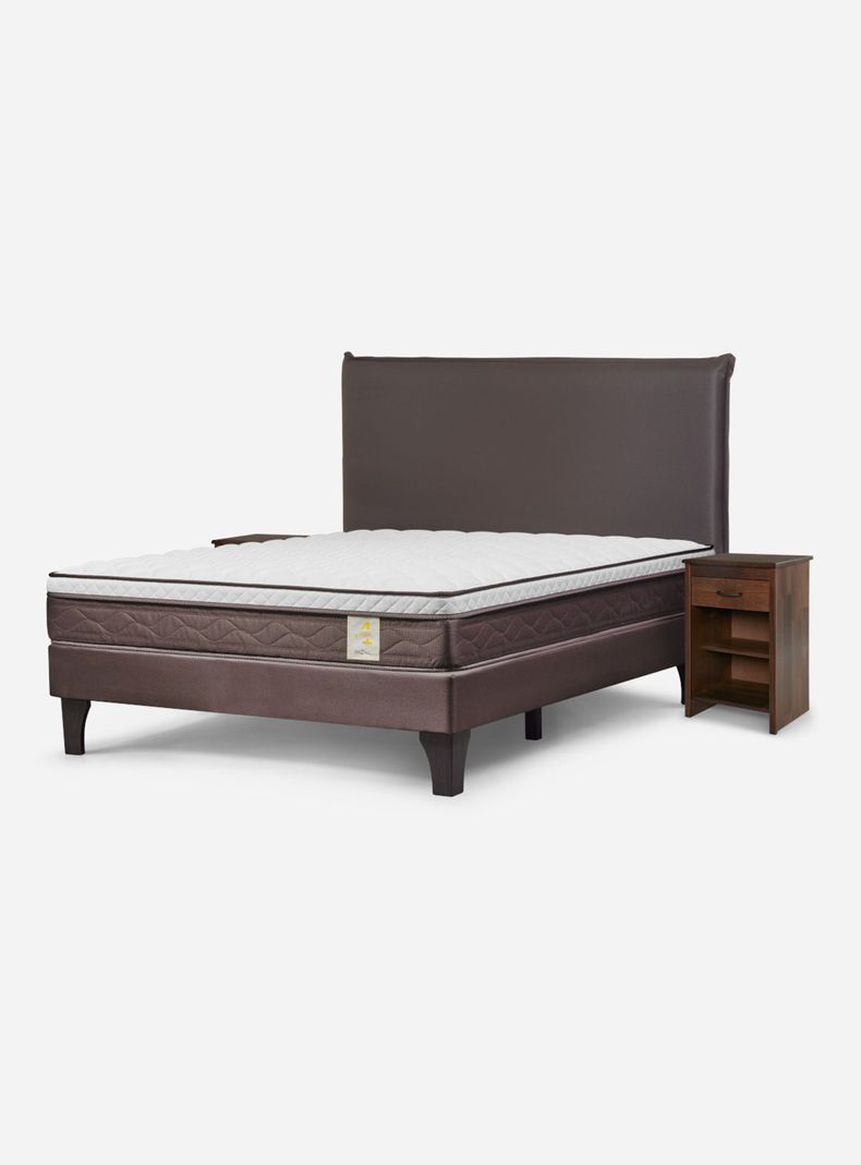 Cama Europea New style 4 2 Plazas + Respaldo + Veladores Maurice-0