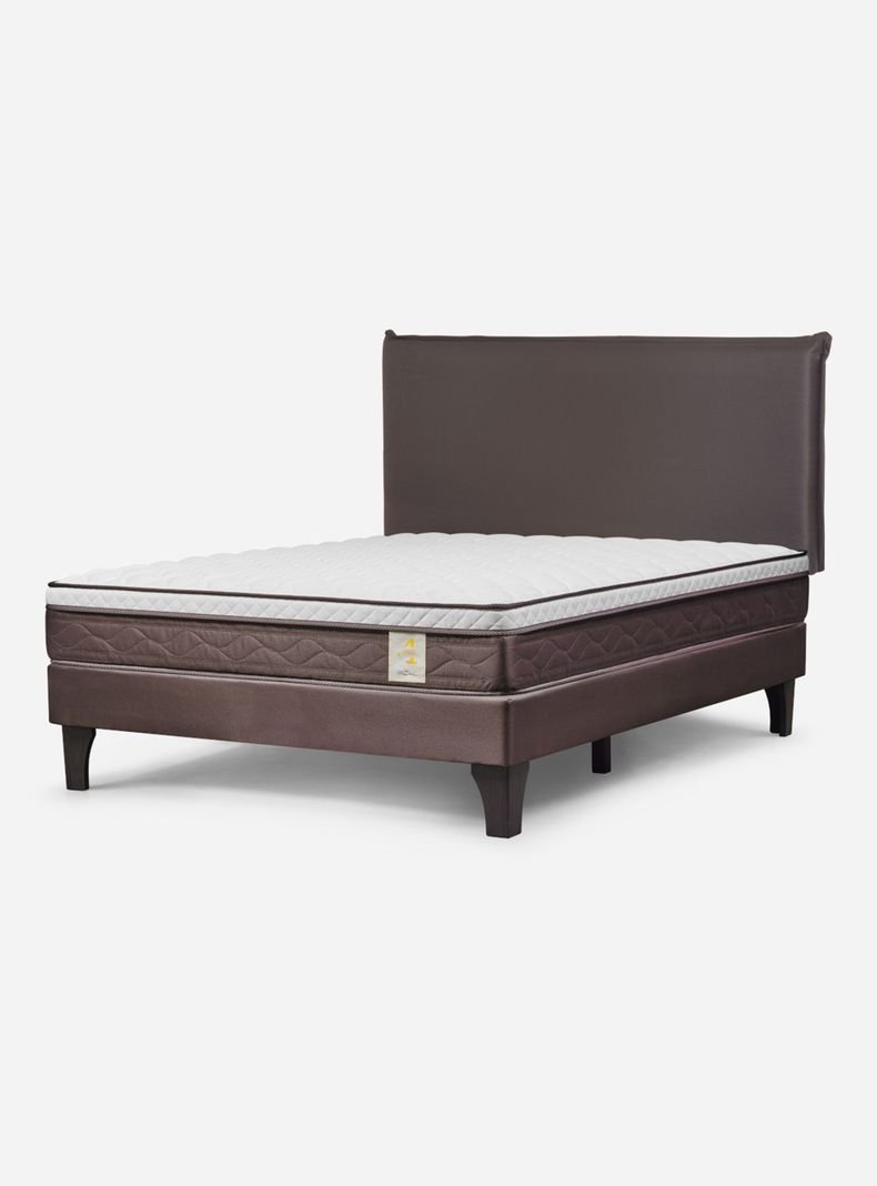 Cama Europea New style 4 2 Plazas + Respaldo Maurice Chocolate-0