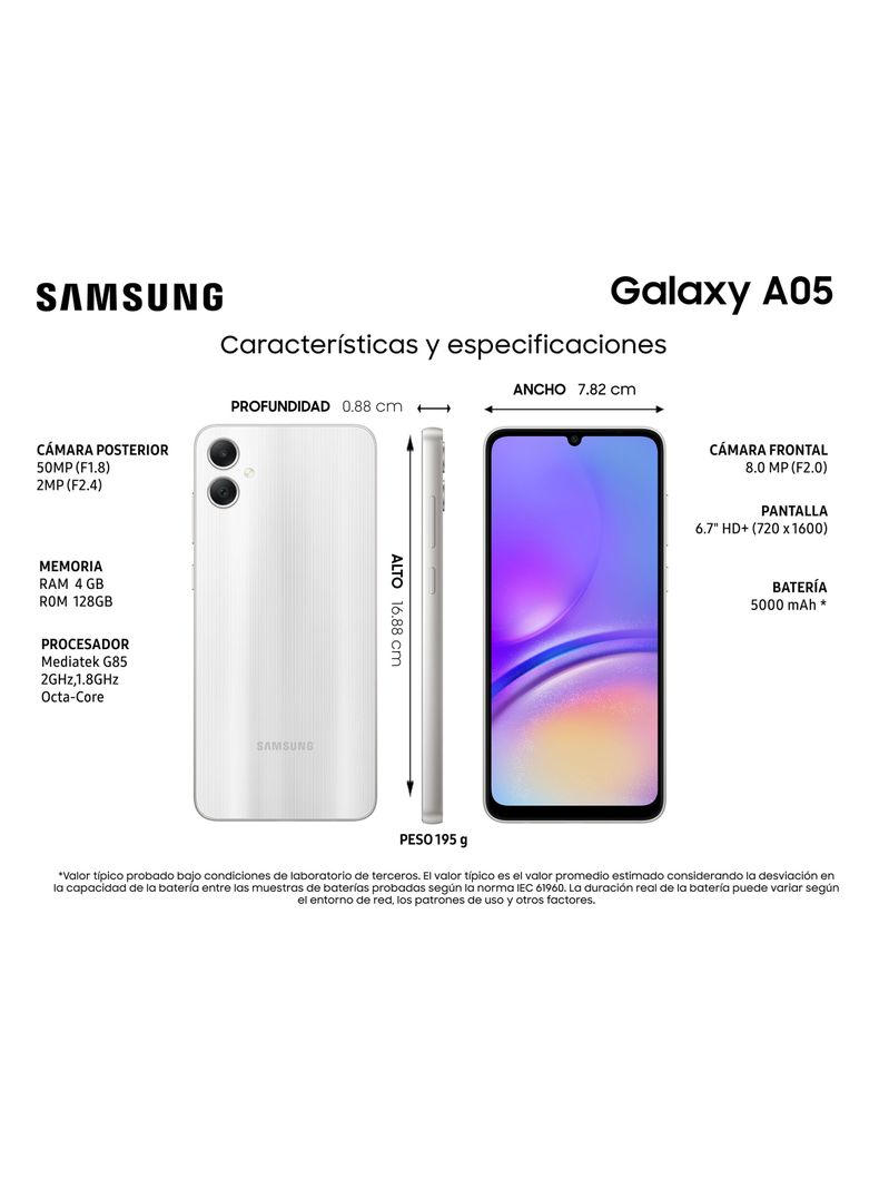 Smartphone Galaxy A05 128GB 6.7" Silver Liberado-4