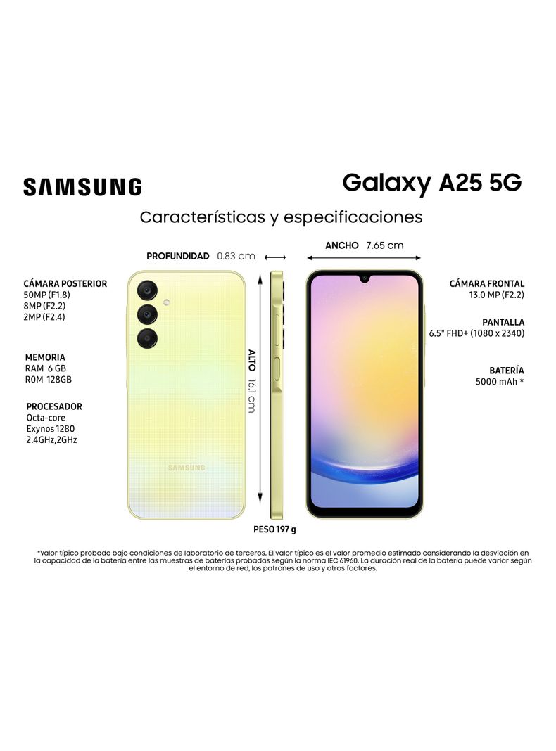 Smartphone Galaxy A25 5G 128GB 6.5" Yellow Liberado-4