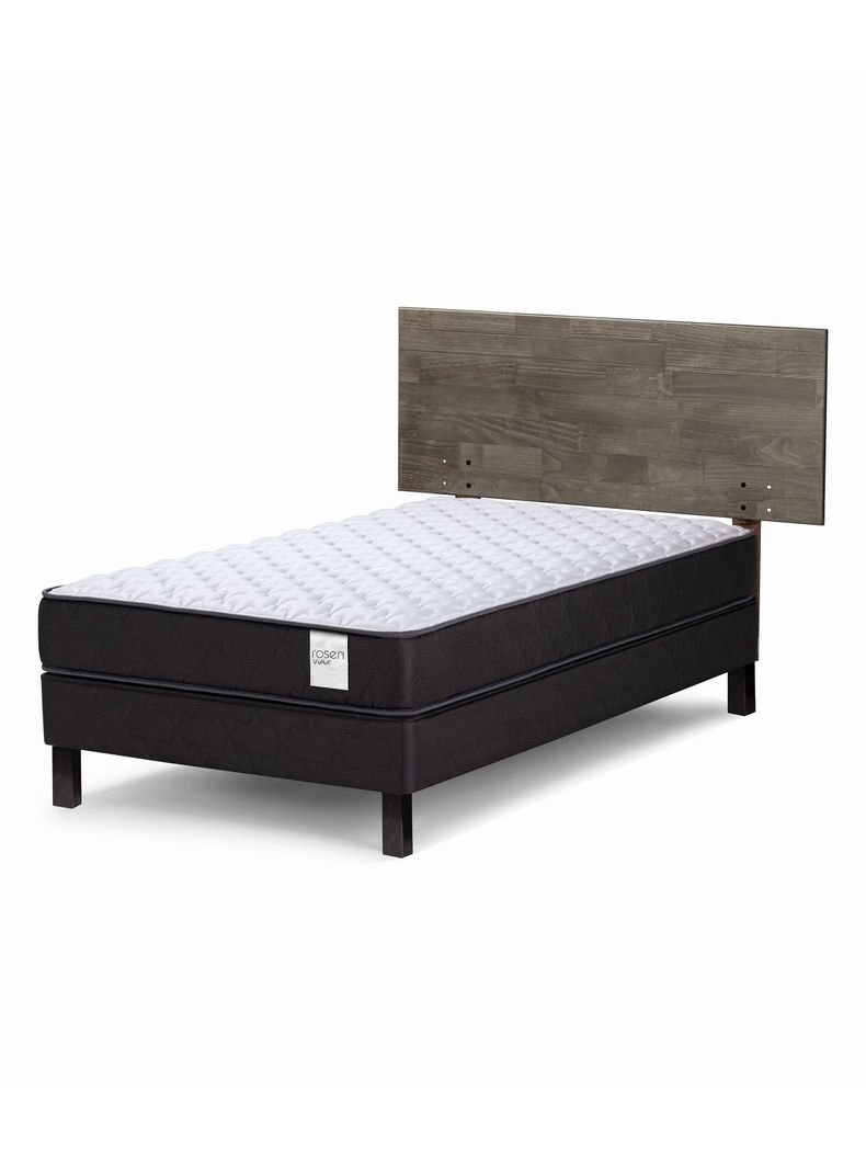 Cama Europea Wave 1.5 Plazas + Respaldo Tabor Grafito-0