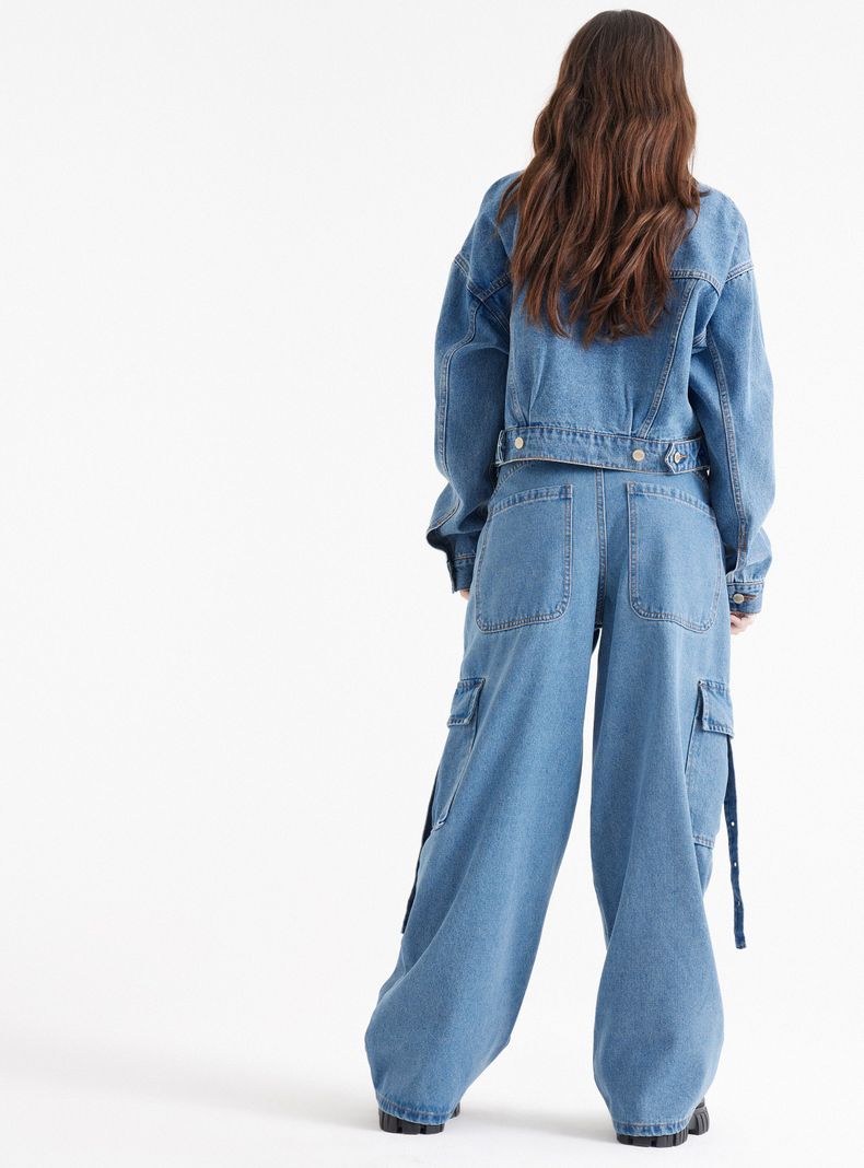 Jeans Bolsillos Cargo Con Straps-5