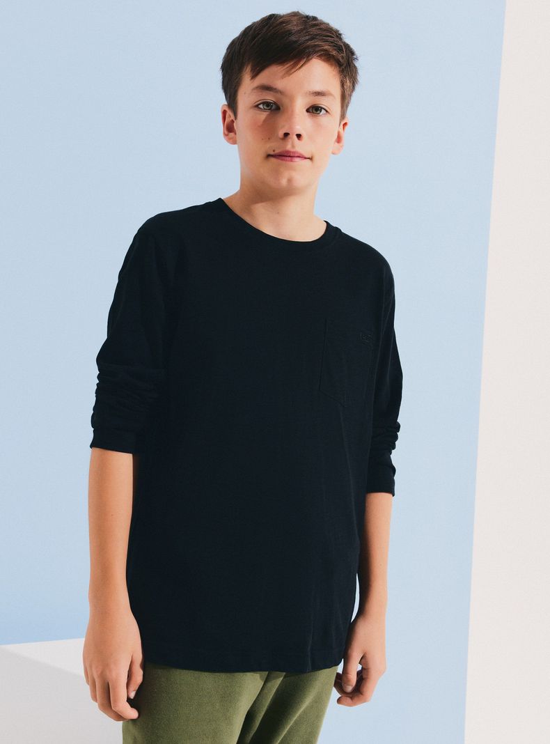 Polera Manga Larga Bolsillo Pecho