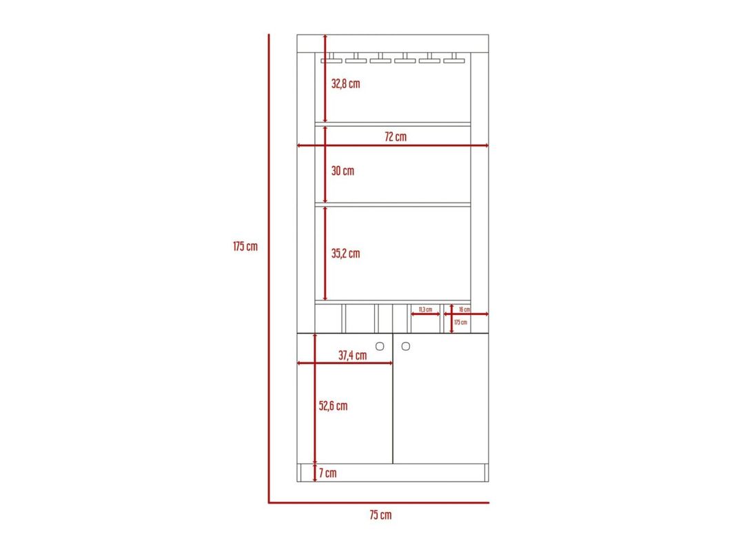 Bar Bellagio 75x36x175 cm TuHome-7