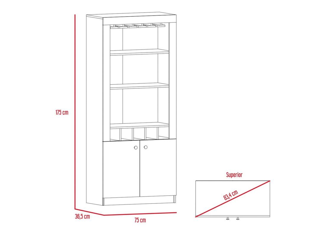 Bar Bellagio 75x36x175 cm TuHome-6