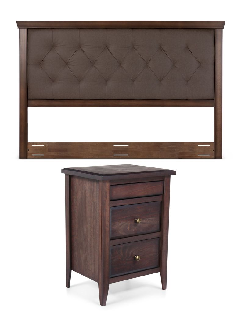 Set Muebles Respaldo King + Velador Brera Marrón-0
