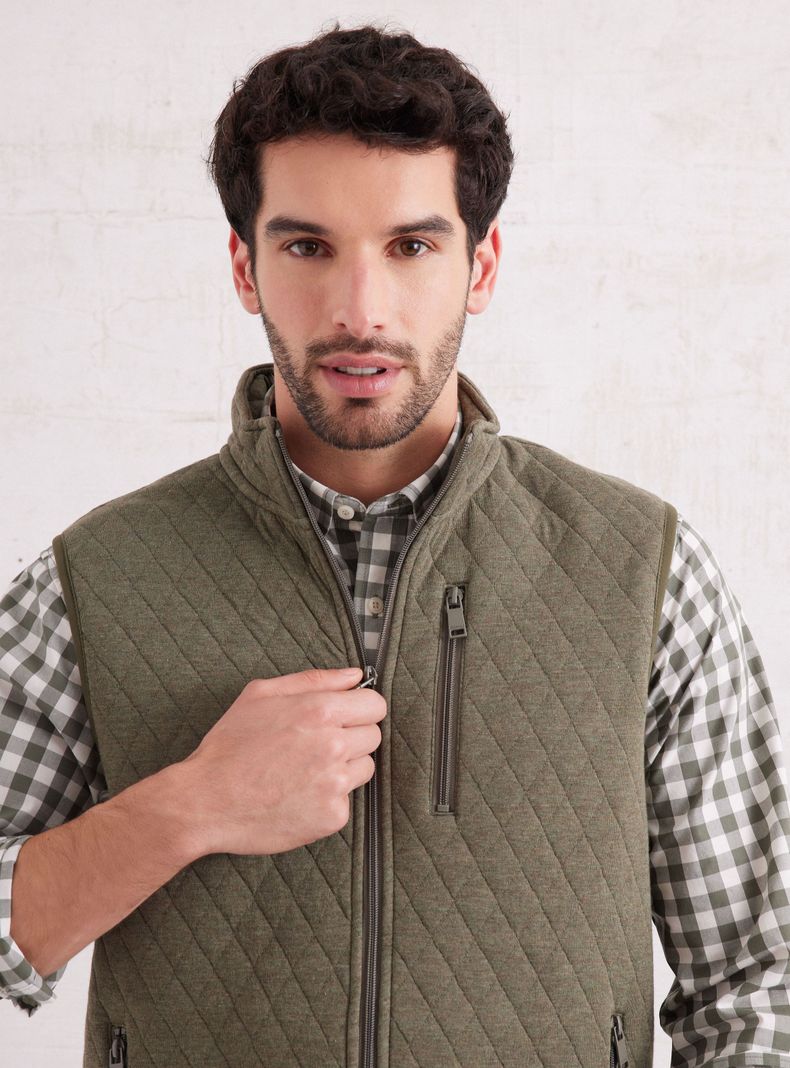Polerón 1/4 Zipper Cuadros Sin Manga-2