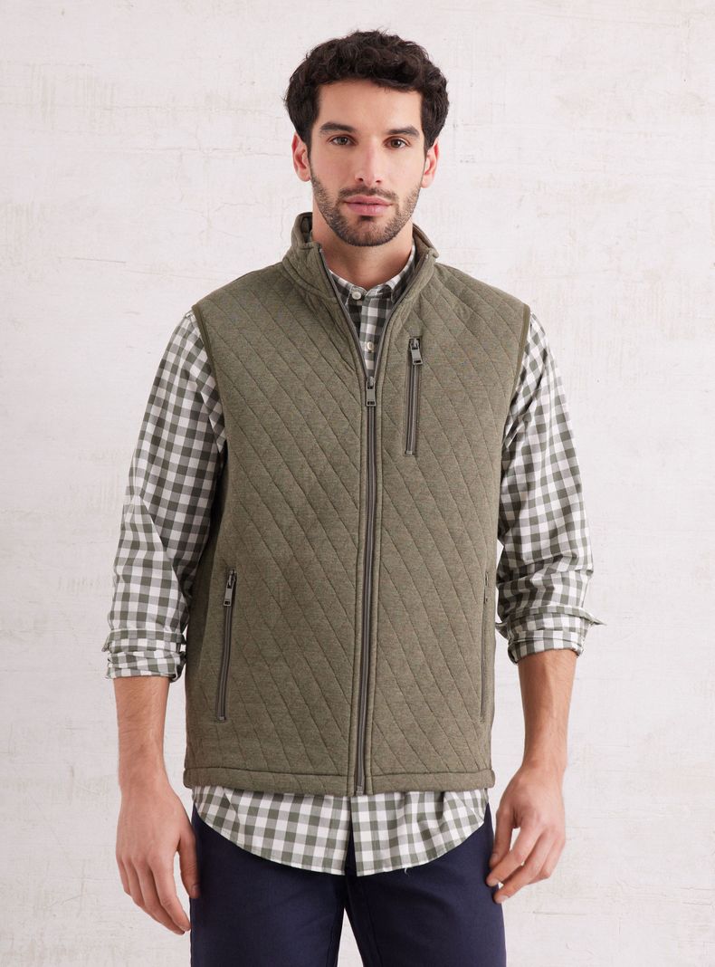 Polerón 1/4 Zipper Cuadros Sin Manga-0