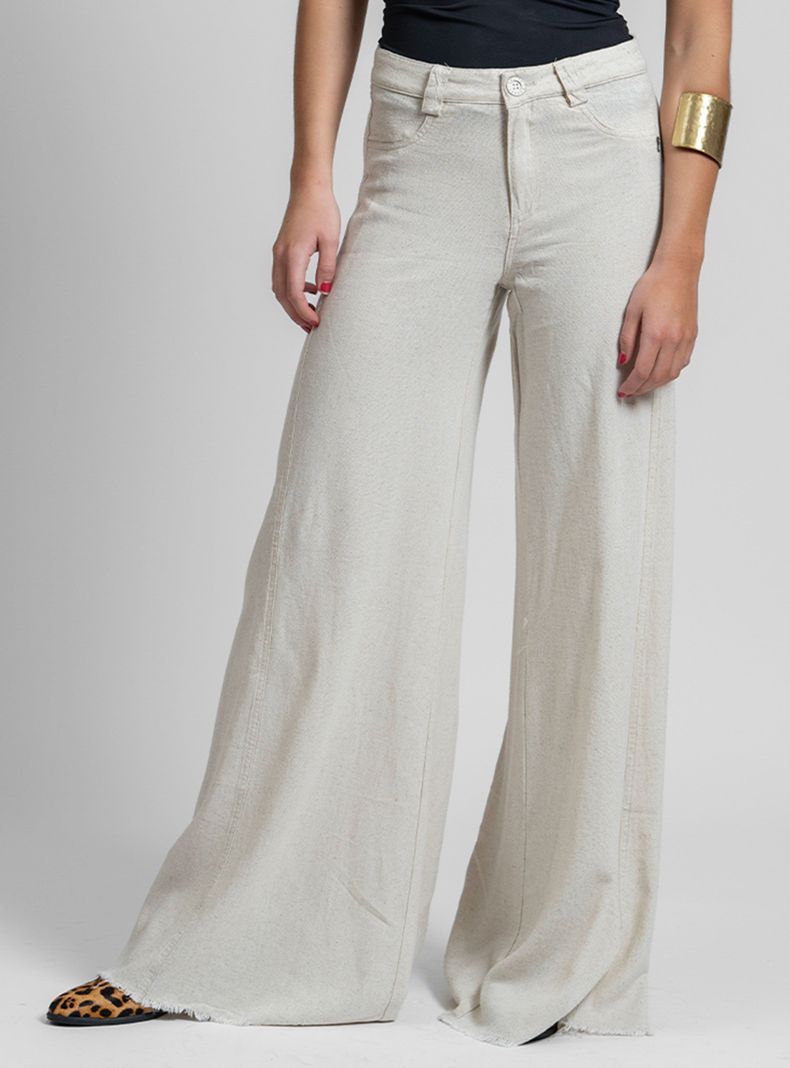 Pantalón Wide Leg Tiro Medio Anna Ta L Arena